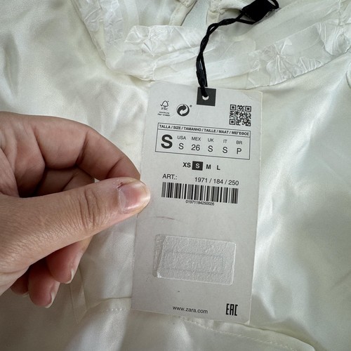 Zara Dress Womens Small White Tunic High Neck Ruched Mini Elegant - Picture 8 of 14