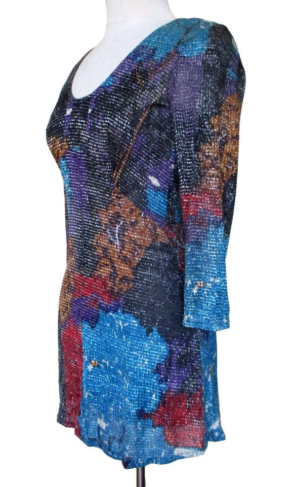 Mini Vestido De Colección Años 70 The Company S Mujer Metálico Cojo Disco Cintura Imperio Foto 2 de 4