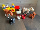 Lot of 11 vintage little people fisher price figures Farm Animals Pig Chicken Do