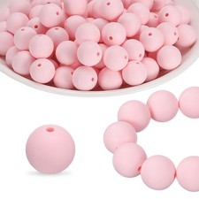 100Pcs Silicone Beads 15mm Silicone Beads Bulk for Pens Loose Round Quartz Pink