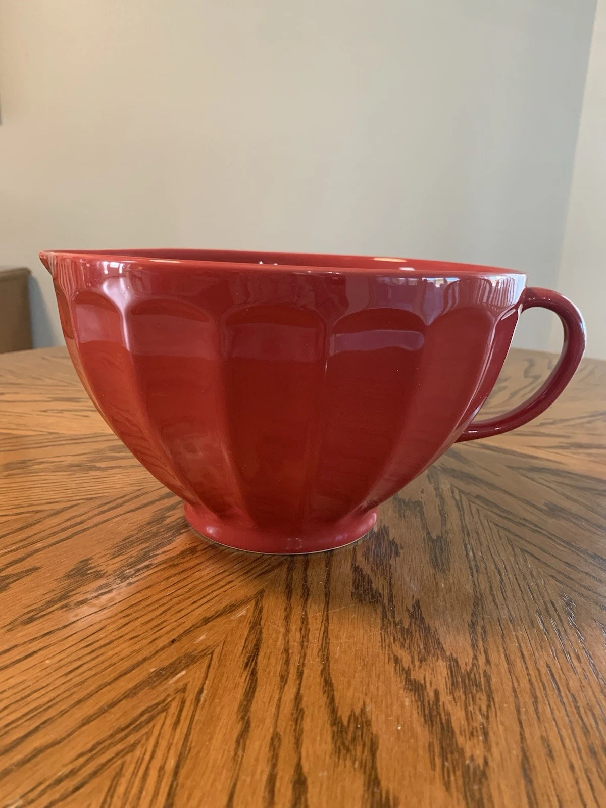 Williams-Sonoma Large Mixing Bowl, Red, Made In Portugal, 9.5 In Dia, Handle,EUC