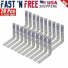 20 Pcs 4" inch Heavy Duty L Shape Corner Brace Angle Repair Bracket w/Screws Bul