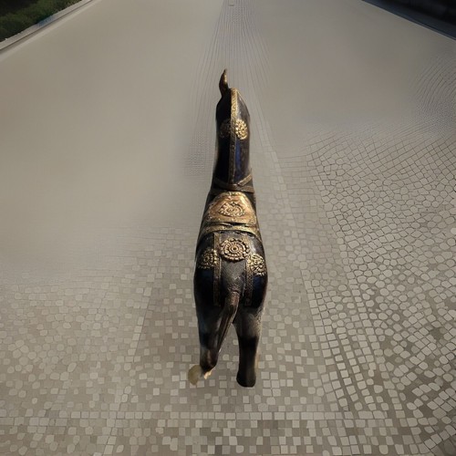 Caballo de madera tallada estilo antiguo indio cobre latón detalles - Imagen 4 de 9