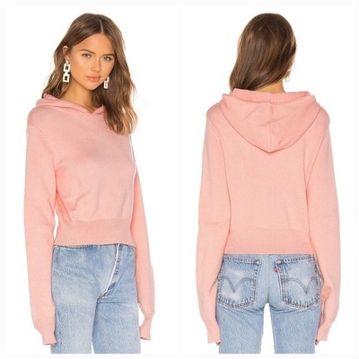 LPA Afton Knit Hoodie in Baby Pink Large