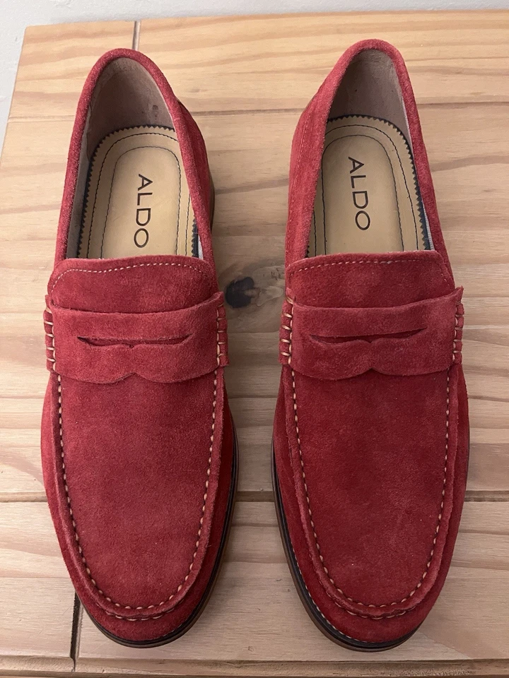Men’s Aldo Shoes (8) red. Suede wedding Christmas occasion - Image 3 of 4