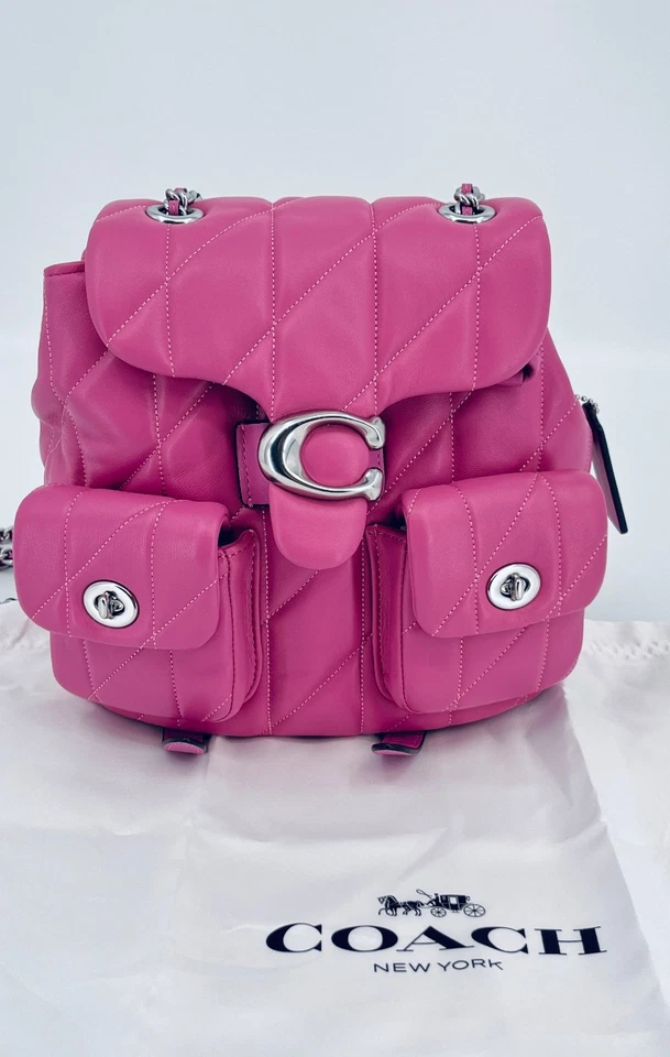 Mochila Coach Tabby Almohada Acolchado Cuero Napa Rosa Convertible Correa de Cadena Foto 2 de 4