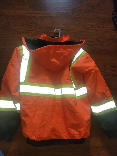 NEW Hi Vis Insulated Safety Bomber Reflective Jacket Coat HIGH VISIBILITY ORANGE image 2