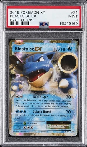 2016 POKEMON XY EVOLUTIONS #21 BLASTOISE EX PSA 9