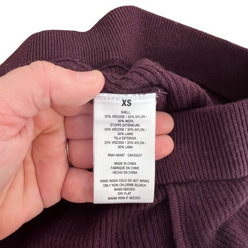NWT Favorite Daughter Masha Rib Knit Flare Pants XS Wool Blend Plum Purple $198 - Picture 9 of 9