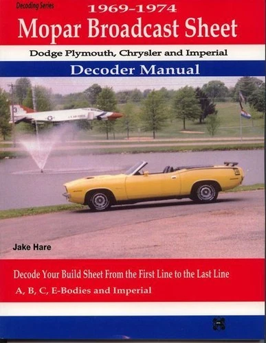 Broadcast Sheet Numbers Guide Manual Mopar Decoder Book