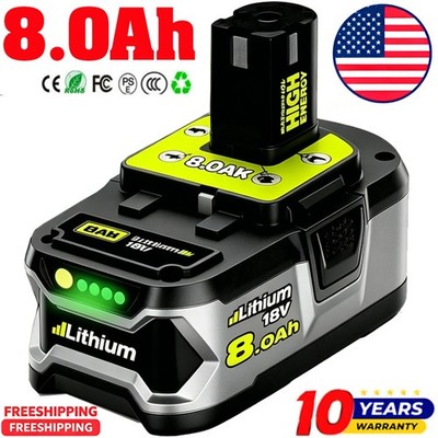 8.0Ah For RYOBI P108 One Plus High Capacity Battery 18V 18 Volt Lithium-Ion New
