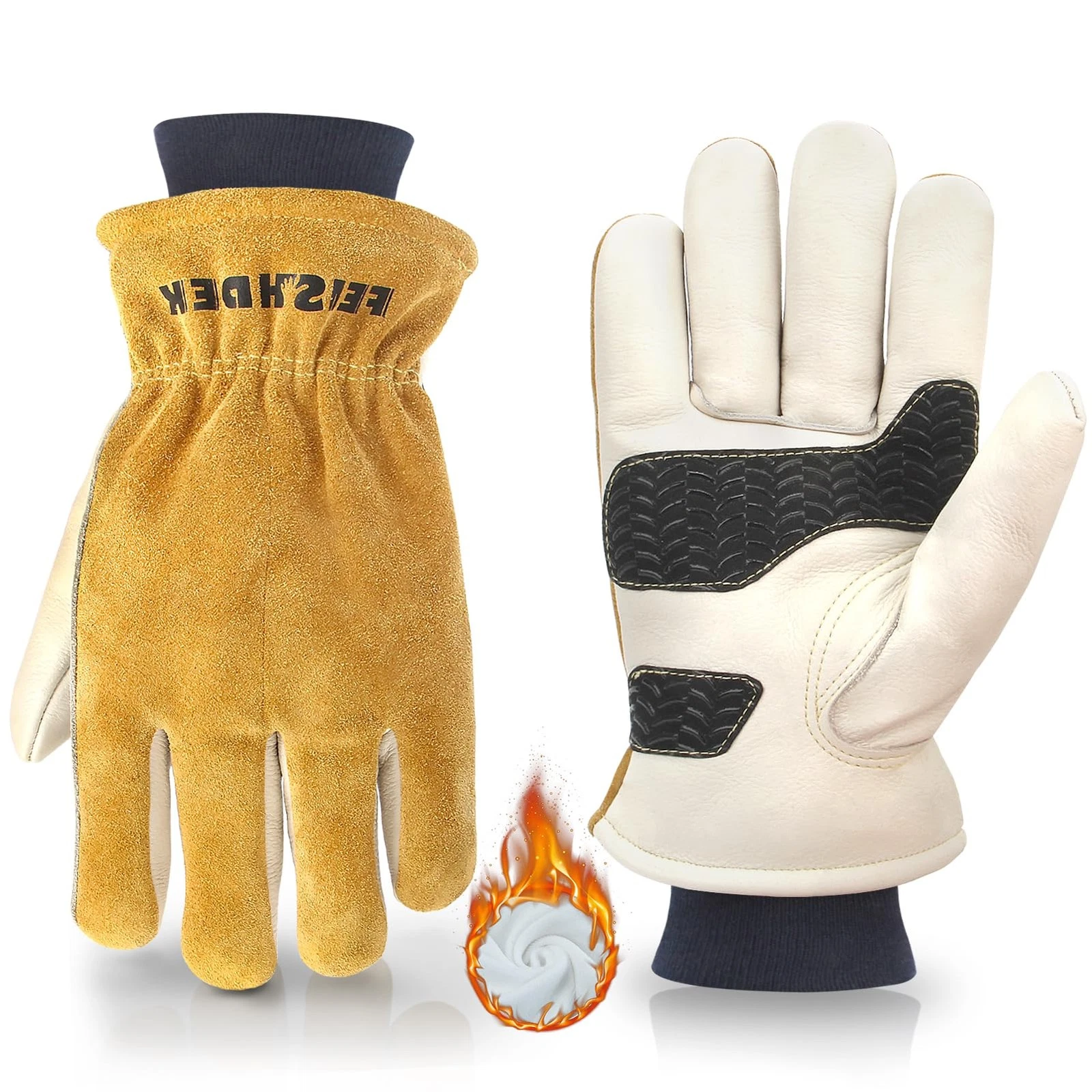 Men's Winter Work Gloves Insulated Waterproof Leather, Thinsulate Thermal Lin...