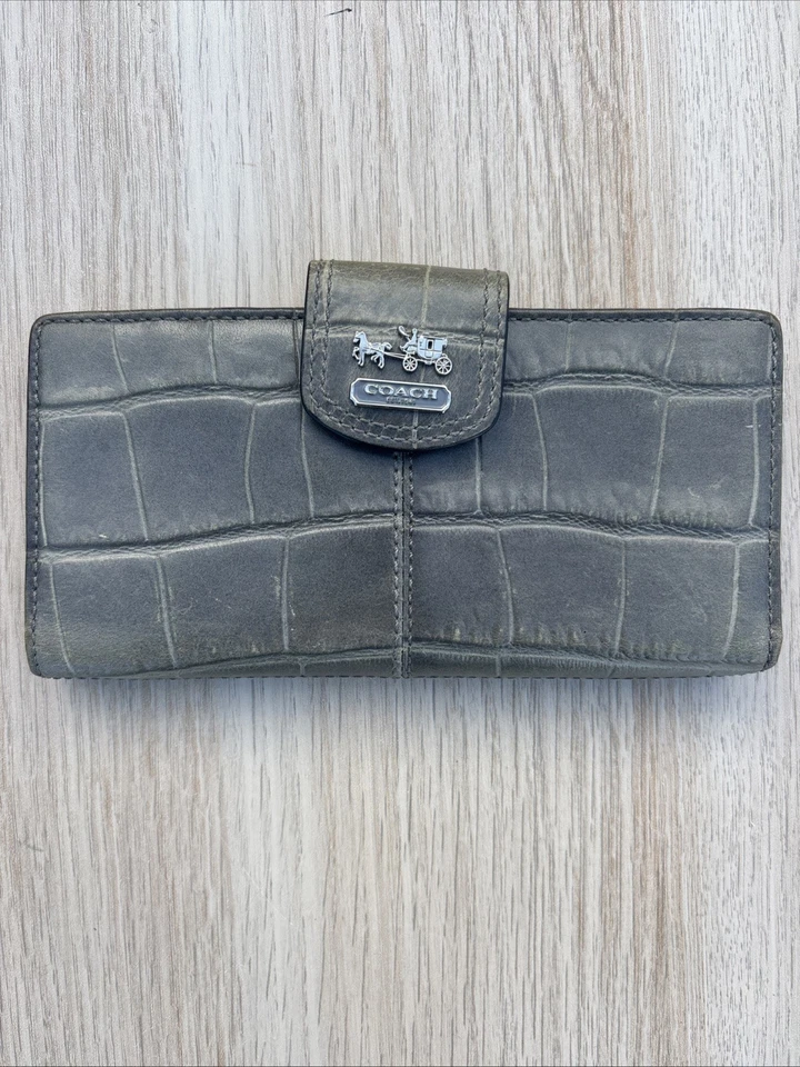 Vintage Coach Envelope Wallet Horse Buggy Logo Leather Green - Image 2 of 4