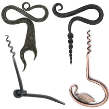 Medieval Hand Forged Wine Bottle Opener  Iron Corkscrew Renaissance Antique