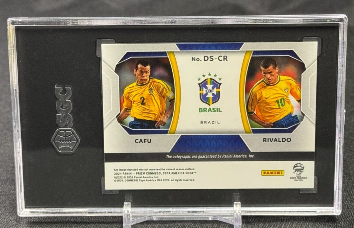Cafu & Rivaldo Dual Auto SGC 10 2024 Panini Prizm Copa America #DS 