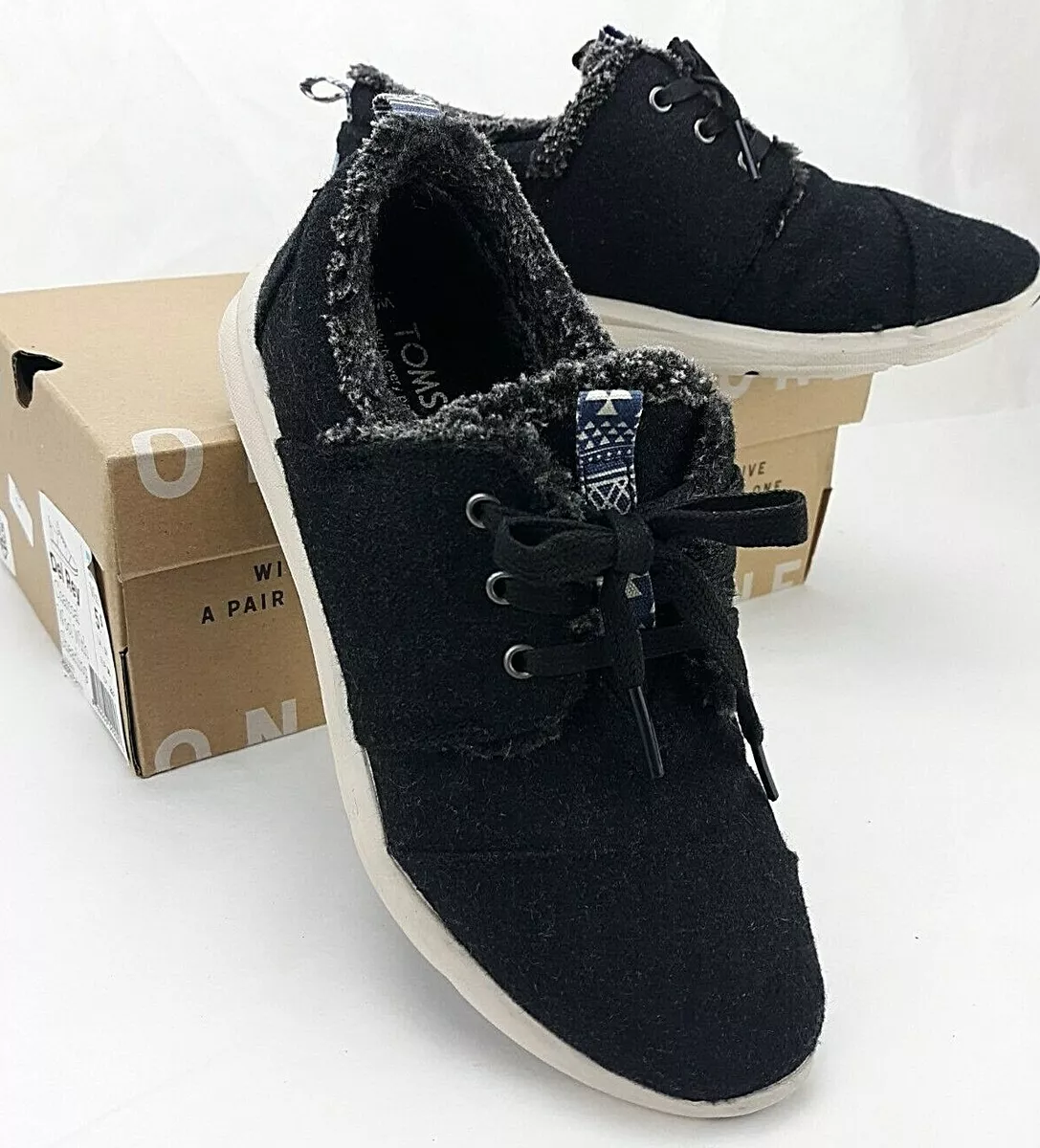 TOMS Del Rey Charcoal Wool with Shearling Shoes Women s Size 5.5