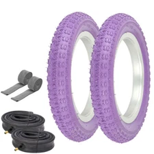 PRO+ BICYCLE WIRE BEAD 12" 1/2" x2 1/4" TIRES PURPLE COMP III W/ HEAVYDUTY TUBES