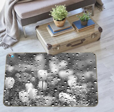 3D Rain White Flower NAO10646 Game Rug Mat Elegant Photo Carpet Mat Fay