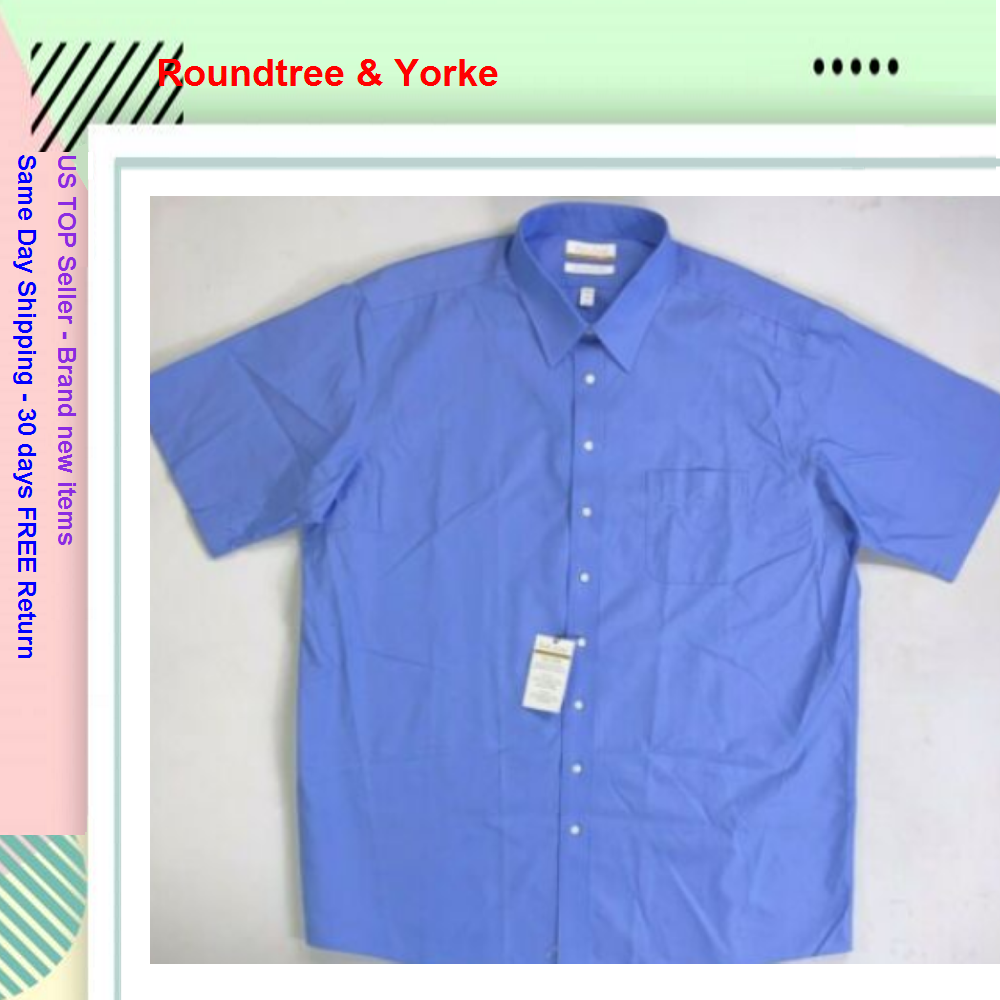 Roundtree & Yorke Gold Label Men Tall NonIron Short Sleeve Dress Shirt