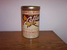 VINTAGE Geo. W. CASWELL BLEND Steel Cut  3 LB  COFFEE TIN CAN Old Advertising 