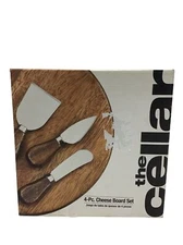The Cellar Serve 4 Pc. Cheese Board Set, Acacia Wood & Stainless Steel