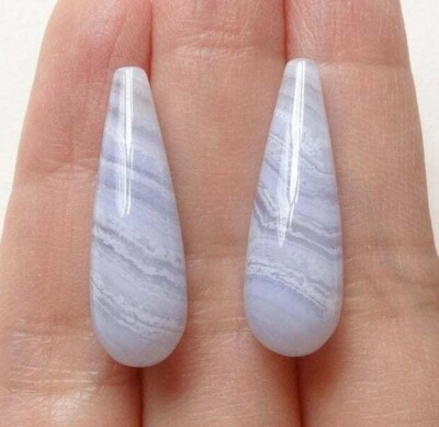 A+ Grade Blue Lace Agate Half Top drilled Smooth Teardrops 7x22 mm