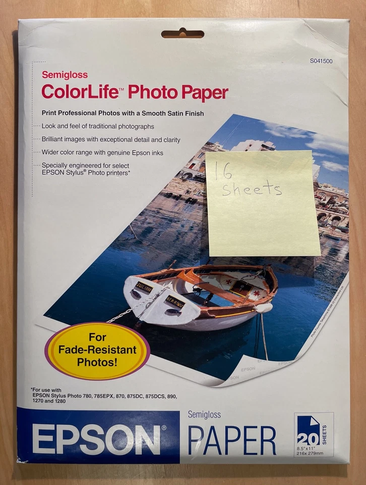 Epson Semigloss ColorLife Photo Paper, 8.5 x 11, S041500, 16 sheets - Image 2 of 3