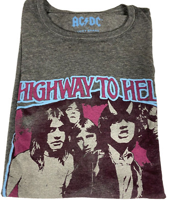 ACDC Band T-Shirt Lucky Brand Shirt ADULT EXTRA LARGE XL Highway To Hell MEN NWT