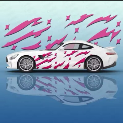 Flame Car Decals; Flame Racing Sport Livery Decal For Both Sides Of Car; Flames