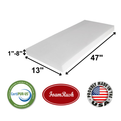 FoamRush (13'' x 47'') High Density Foam Bench Cushion Replacement Medium Firm USA