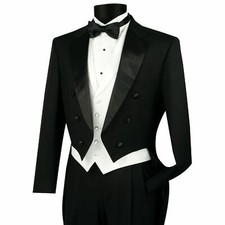 Vintage Men Suits Formal Classic Fit Tailcoat Tuxedo Suit Silk Peak Lapel Custom