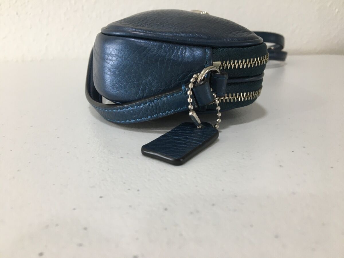 Coach 53372 Blue Metallic Pebbled Leather Mini Crossbody Bag Coach 53372 Blue Metallic Pebbled Leather Mini Crossbody Bag