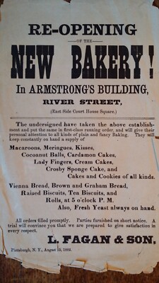 1882 ANTIKER VERKAUFSFLYER BÄCKEREI LADEN - FAGAN & SOHN NEW YORK USA AMERIKA