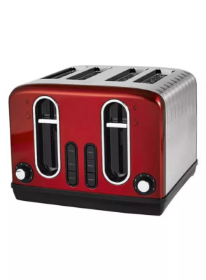 Roter Edelstahl 4-Scheiben-Toaster - Premium Küchengerät für schnelle