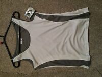 Hummel sports t shirt vest ladies cycling top S shite and gray active fitness