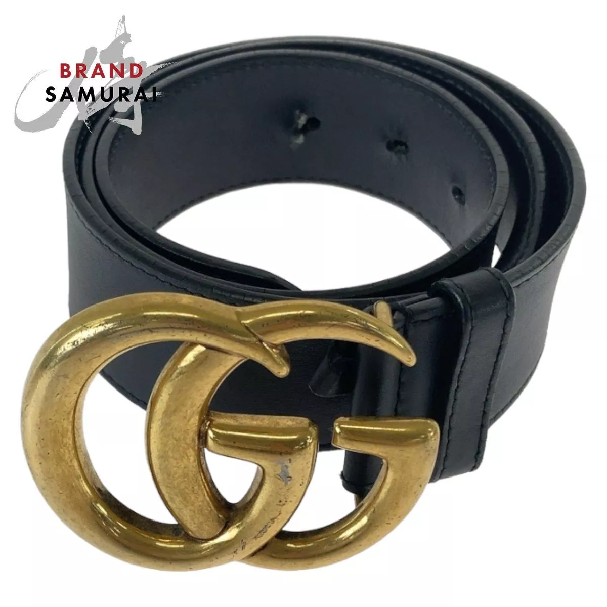 Ceinture homme GUCCI GG Marmont cuir noir doré 30 pouces 400593 408023 occasion