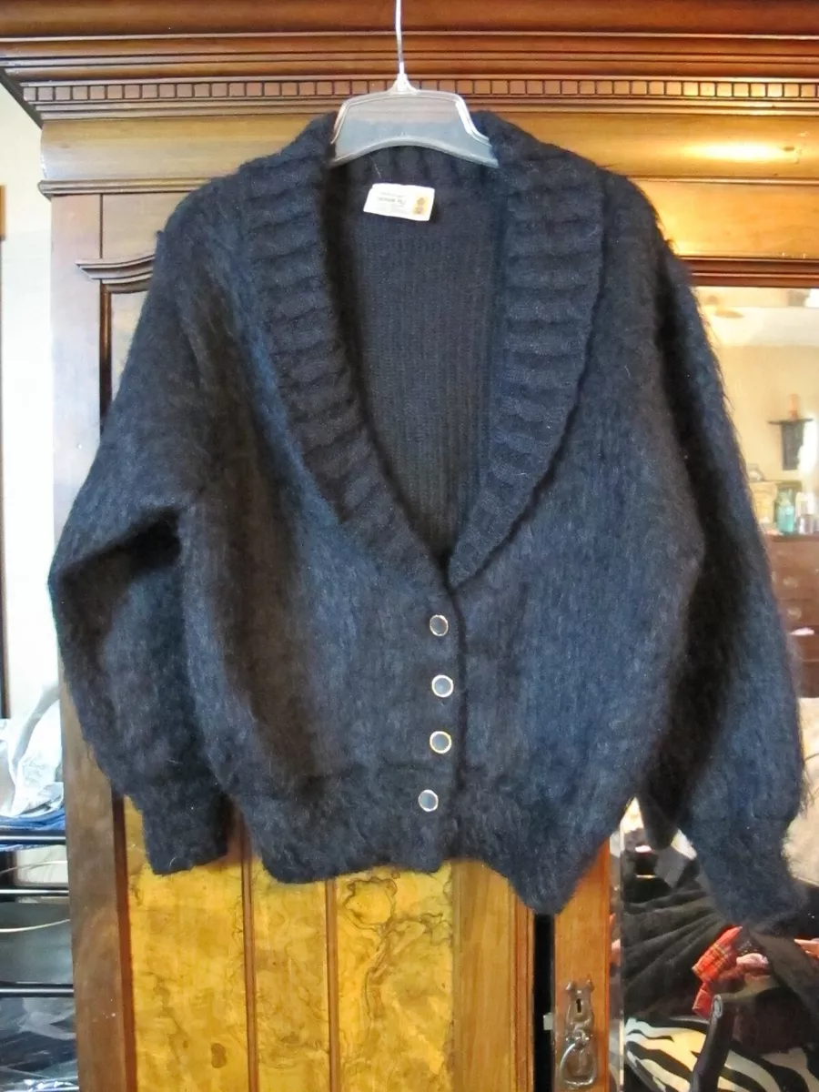 vintage Robert Mackie black mohair cardigan sweater