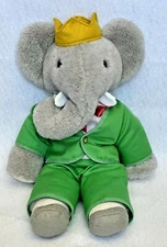 Vintage 1977 BABAR The Elephant King Plush 18in Eden Toys Inc