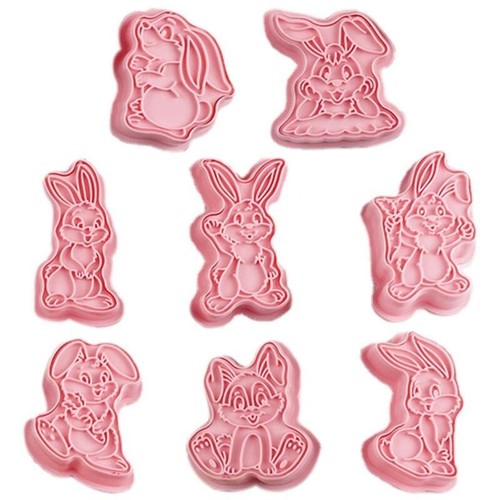Stamp Cookie Cutters 3D Food Grade Rabbit Shape 8 Pcs Non-Stick Baking Tools - Picture 4 of 6