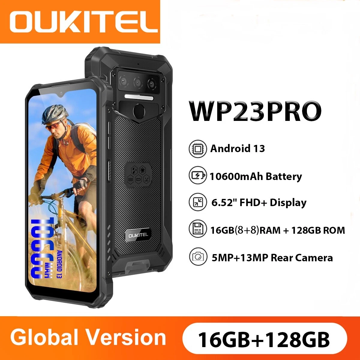 SIMフリー WP23PRO OUKITEL デュアルSIM XTECHZ+ – 8GB+128GB Phone Rugged Pro WP23 OUKITEL 128GB スマートフォン本体