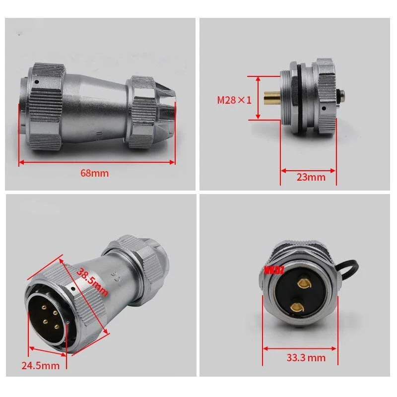 WY28 TE+ZM Aviation Plugs Nut Sockets IP67 Waterproof Connector 2 3 4 7~26 Pins - Image 2 of 4