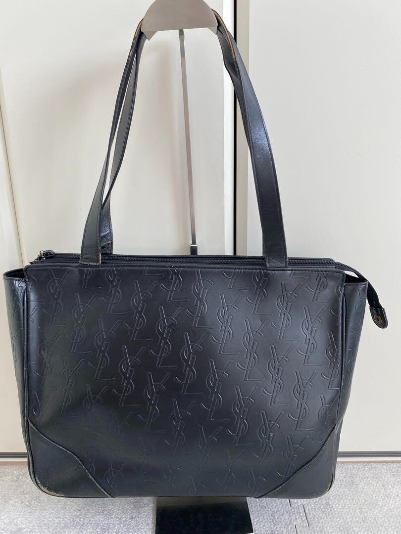 YVES SAINT LAURENT YSL Borsa a tracolla nera in PVC pelle