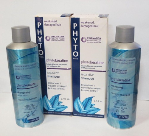 PHYTO PHYTOKERATINE REPARATIVE SHAMPOO 6.7 OZ BOXED *LOT OF 2*