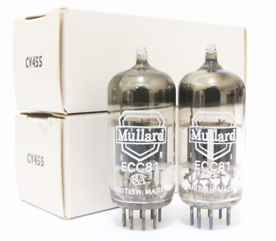NOS Match 1 pair Mullard ECC81 12AT7 TUBES Blackburn 3 hole for amplifier