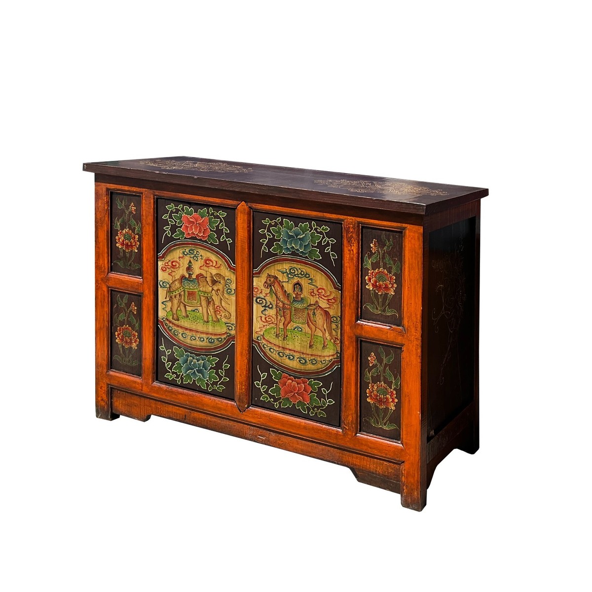 Chinese Orange Tibetan Elephant Horse Sideboard Console Table Cabinet cs7610S Chinese Orange Tibetan Elephant Horse Sideboard Console Table Cabinet cs7610S