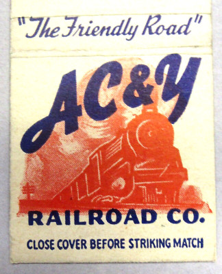 AC&Y AKRON CANTON YOUNGSTOWN Friendly Road railroad Matchbook cover w/striker