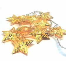 10 LED Gold Sterne Weihnachten Batterie Deko Lichterkette