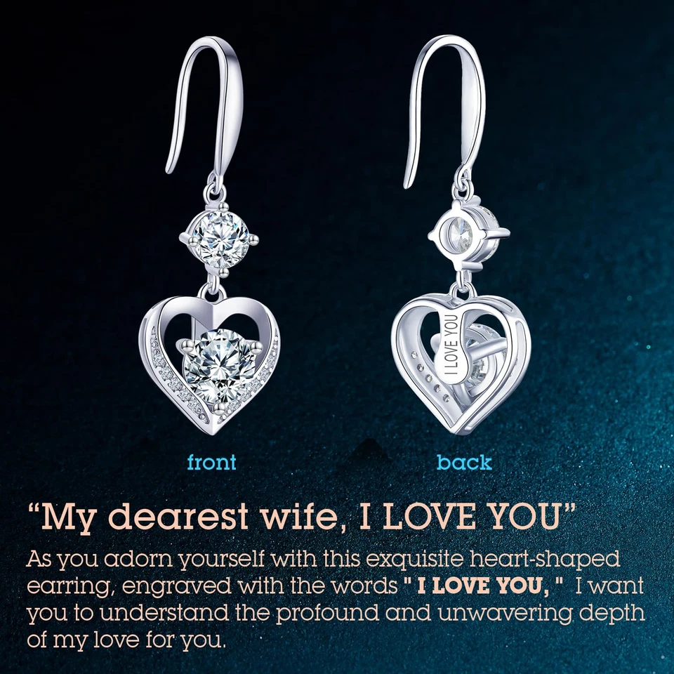 Pendientes Corazón Regalos para Esposa, Grabado 'TE AMO' Regalo para Novia, 4 C... Foto 4 de 4