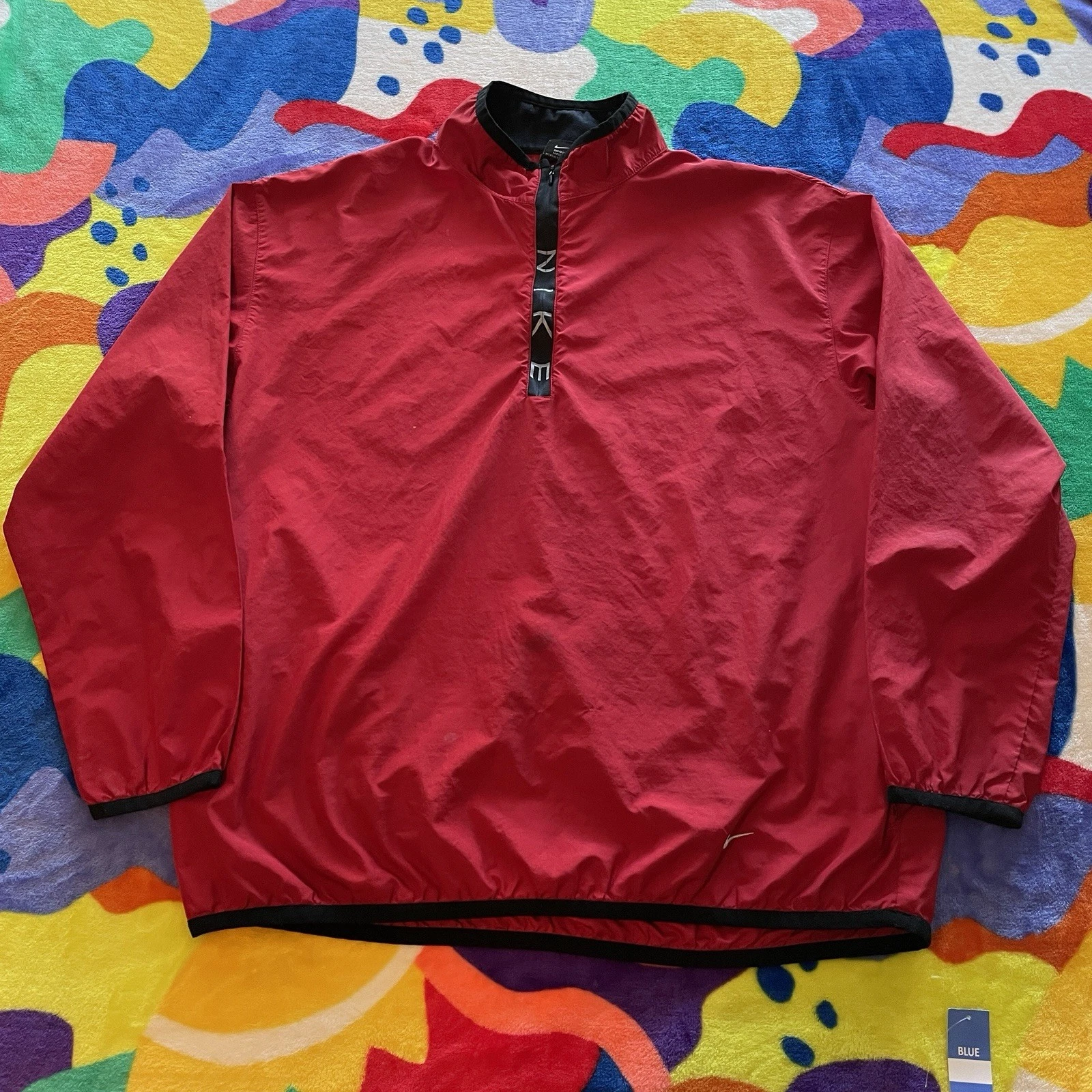 VTG 90s Nike Windbreaker Jacket Mens XL 1/4 Zip Red Pullover Streetwear Athletic