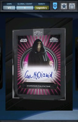 10cc PALPATINE ENCASED SIGNATURE CHROME BLACK 24 LEGENDARY Star Wars Card Trader